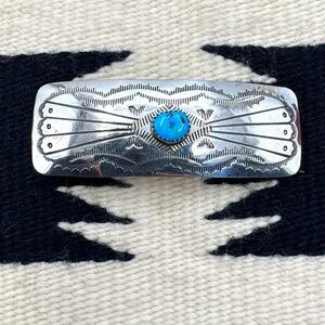 Vintage Navajo Native American Handmade Kingman Turquoise Hair Barrette